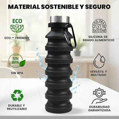 💧 Botella de Agua Portátil de Silicona – Hidratación Compacta y Flexible 🌿🥤