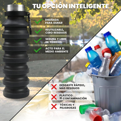 💧 Botella de Agua Portátil de Silicona – Hidratación Compacta y Flexible 🌿🥤